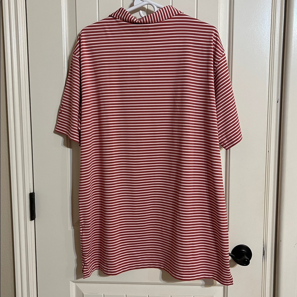 Peter Millar Salmon and White Striped Men’s Polo Size XL GOLF SPRING SUM… - Picture 3 of 6